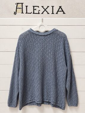 Alexia Vintage Long Cotton Open-Knit Sweater – Size L